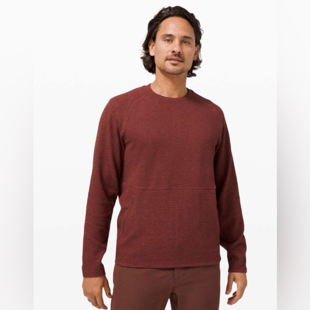 LULULEMON‎ Men’s At Ease Textured Crew Sweatshirt Burgundy Size Small